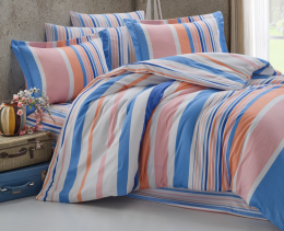 Povlečení francouzské bavlna 220x220,70x90 Mart blue-pink, Výběr zapínání: zipový uzávěr