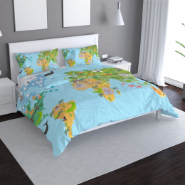 Povlečení Zvířecí mapa světa - 140x200 / 90x70