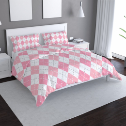Povlečení Růžové a bílé kosočtverečky - 140x200 / 90x70