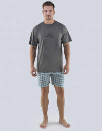 Pánské pyžamo krátké pánské, šité, s potiskem Pyžama 2019 79078P 